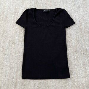 Express Knit Short Sleeve Top Black XS